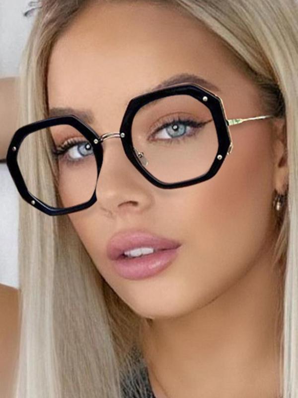 Fashionable Geometric Frame Eyeglasses, Trendy Casual Anti Blue-ray Eyeglasses for Women & Men, Fashion Eyeglasses for Work, Daily Clothing Decor