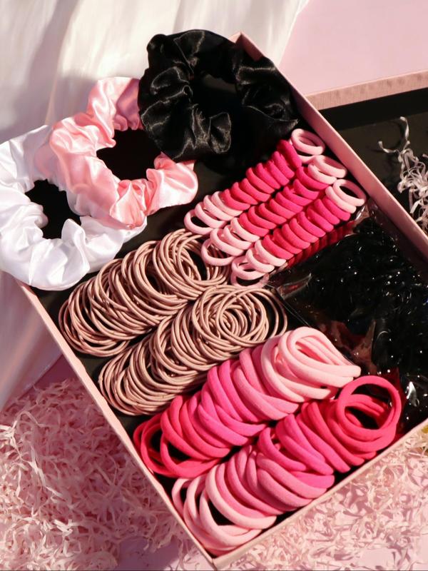 Women's Simple Style Plain Color Hair Scrunchies As Gift, Casual Trendy Elastic Hair Ties, Hair Accessories for Daily Use for Women & Girls