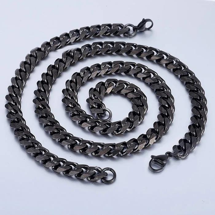 Mens Jewelry Sets Stainless Steel Black Color Curb Link Necklace Bracelet Jewelry Sets for Men Women Gifts 3 5 7 9 11mm