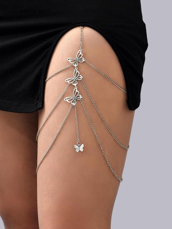 Elegant Butterfly Decor Layered Thigh Chain for Women & Girls Back To School, Thick Thigh Outfits, Summer Fashion Trendy All-match & Exquisite Vintage Jewelry for Gift for Party, Daily Decor