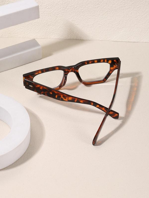 Unisex Boho Style Leopard Pattern Geometry Frame Eyeglasses, 2024 New Style Trendy Casual Eyeglasses for Everyday Use, Fashion Accessories for Outdoor Activities