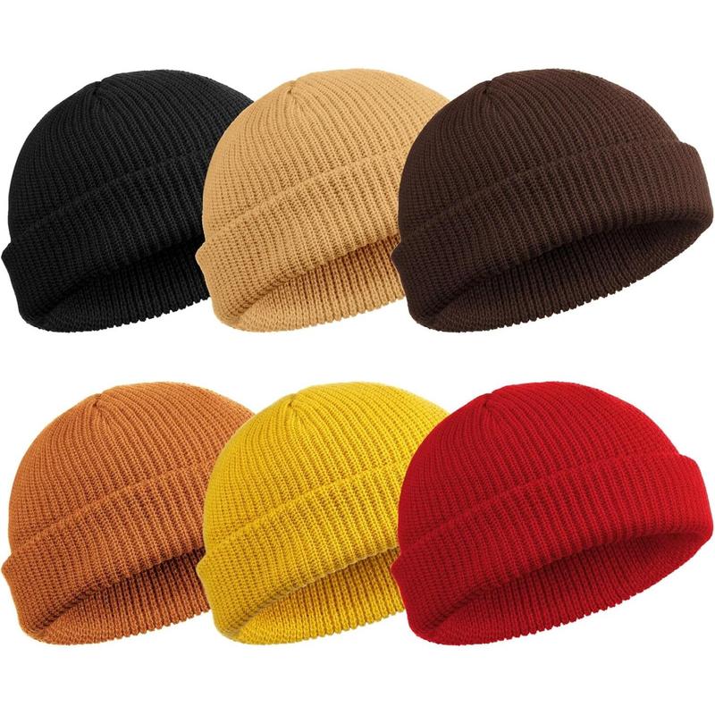 6 count Trawler Beanie Watch Hat Roll up Edge Skullcap Fisherman Beanie Unisex