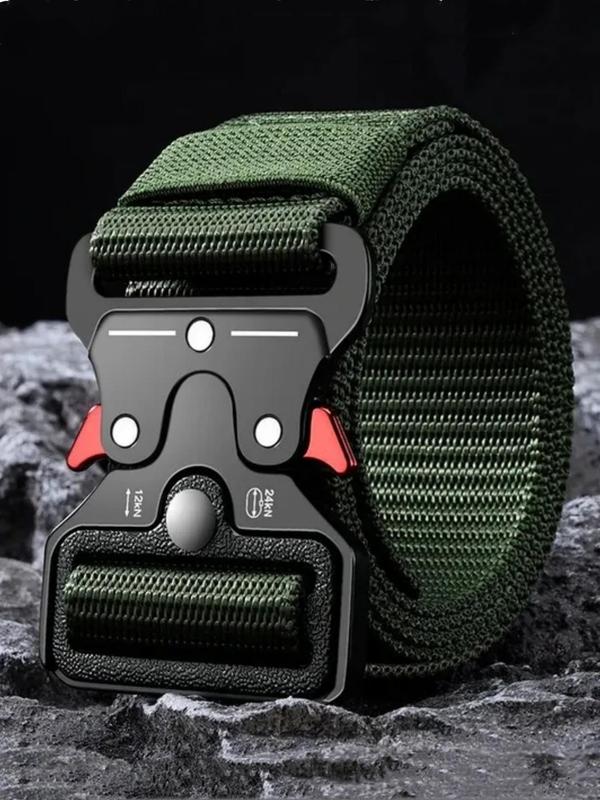 Men's New Solid Color Outdoor Belt, Multi-function Alloy Buckle High Quality Marine Corps Canvas Belt for Men, Fashion Accessories for Daily Wear