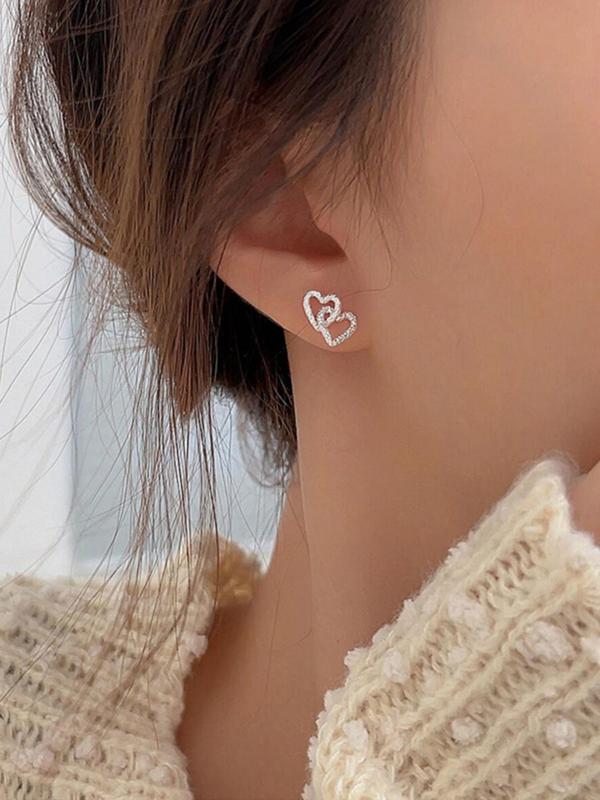 Heart Design Stud Earrings, Fashionable Textured Earrings for Women for Party, Daily Clothing Decor, Trendy All-match & Exquisite Jewelry for Birthday Gift