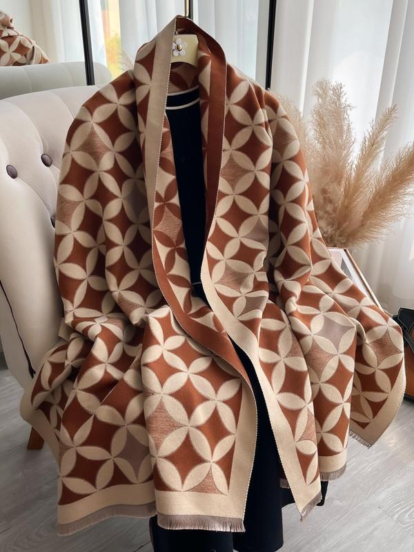 Contrast Binding Design Scarf, Casual Soft Warm Shawl for Fall & Winter, Fashion Accessories for Women & Men