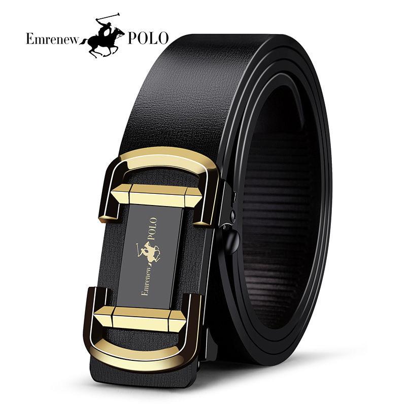 POLO Explosive belt, men's automatic buckle belt, casual business trend, new men's fashionable versatile cowhide pants belt