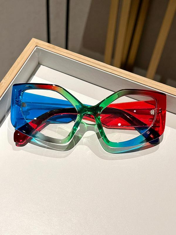 Unisex Y2k Style Colorblock   Solid Color Eyeglasses, Trendy Casual Exaggerated Eyeglasses for Everyday Use, Fashion Eyewear for Outdoor Activities