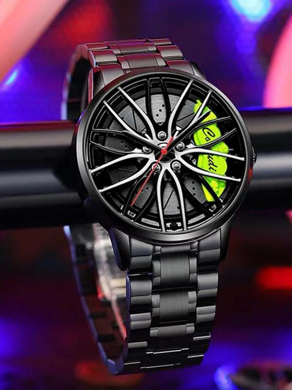 Men's Business Fashion Fully Automatic Movement Quartz Watch, Fashion Hollow Out Round Dial Analog Quartz Watch for Party, Daily Clothing Decor