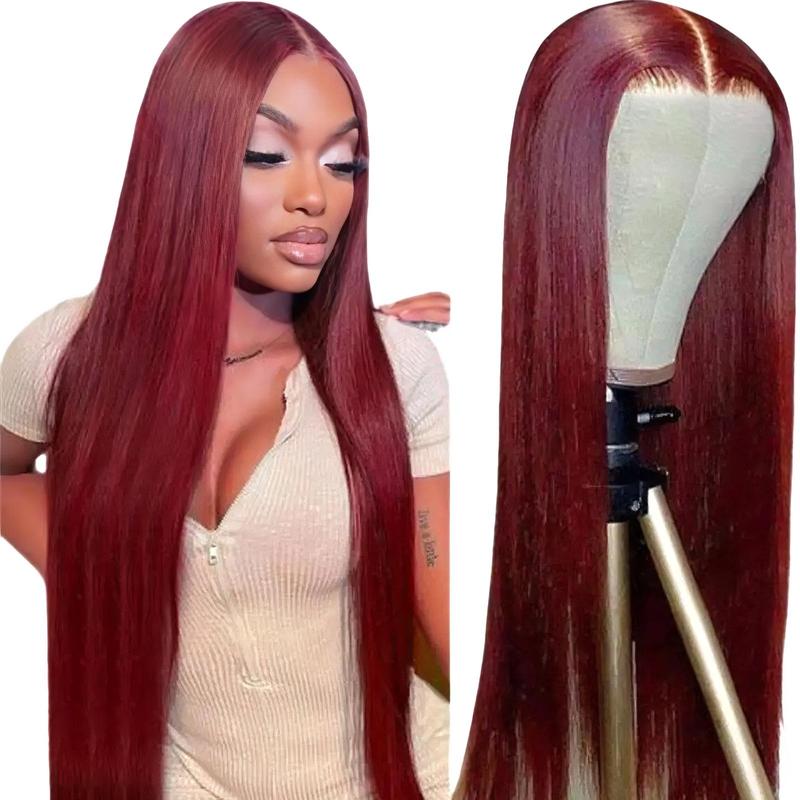 99J Burgundy Straight 6*4 Wear Go Pre Plucked Pre Cut Glueless Lace Closure Wig BGMgirl Colored Wig