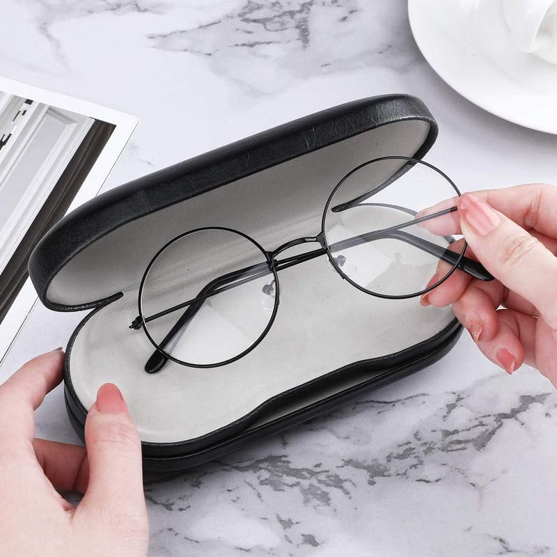 Double Eyeglass Case, Contact Lens Case with Mirror , 2 in 1 Double Sided Portable Contact Lens Box Holder Storage Kit Sunglasses Pouch for Men & Women, Black