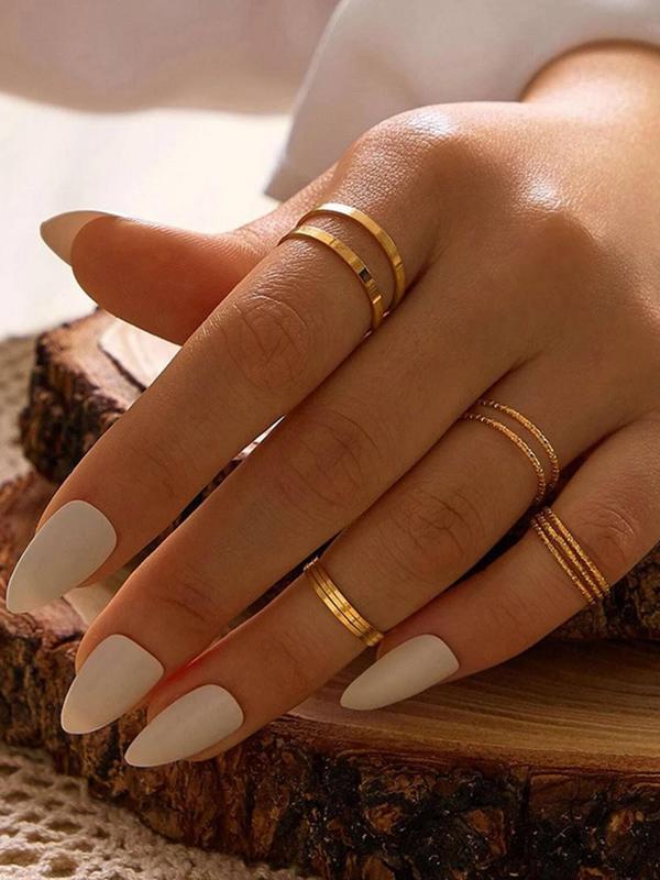 10pcs set Simple Plain Color Alloy Ring, Creative Minimalist Retro Joint Rings, Fashion Accessories For Women & Girls