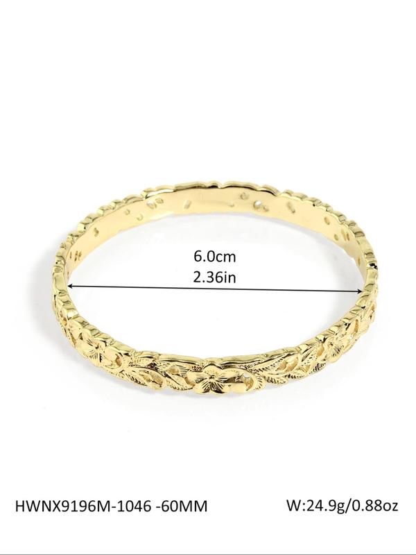 Hollow Out Flower Textured Bangle Bracelet, Fashionable Jewelry for Women & Girls, Trendy All-match & Exquisite Jewelry for Birthday Gift