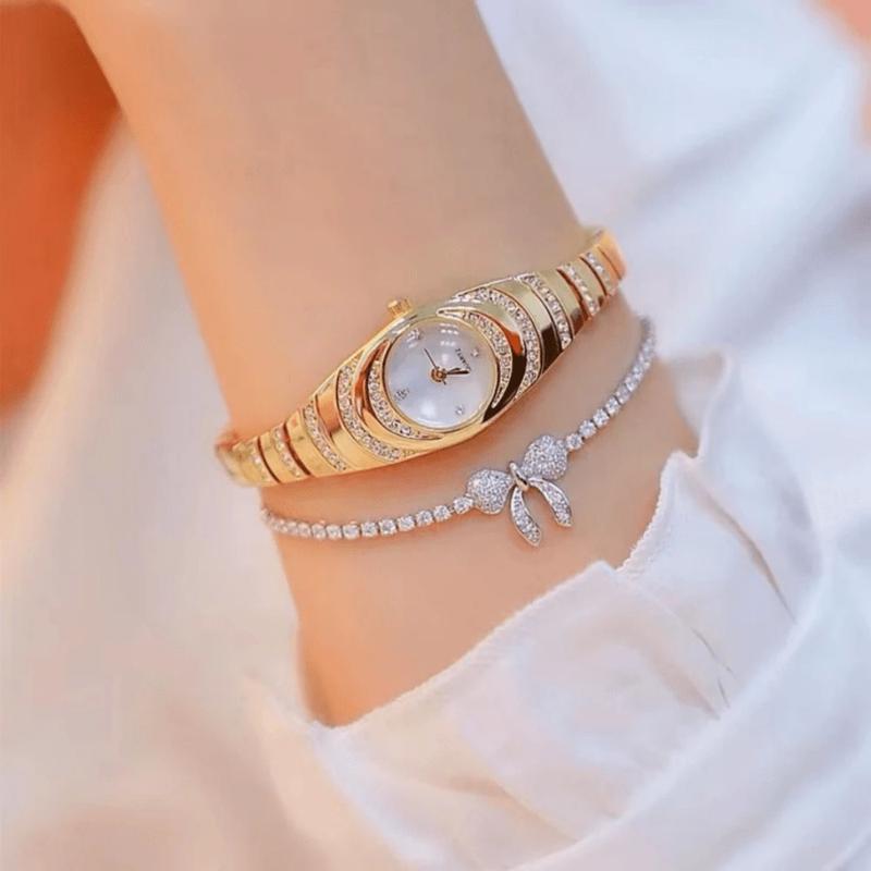 1pc Full Rhinestone Stainless Steel Strap Women’s Casual Watch – Simple & Elegant Bracelet Watch for Daily Wear, High-Quality Women’s Wristwatch