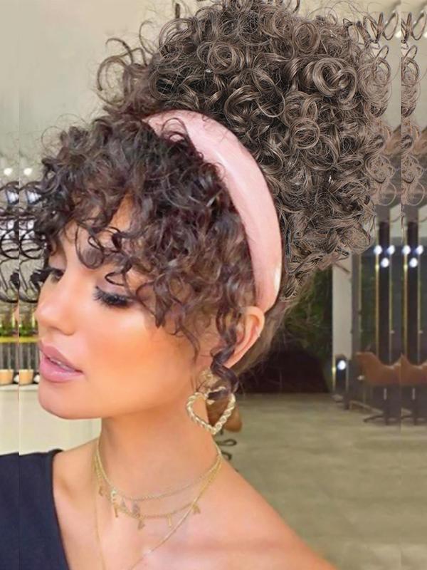 Messy Bun Hair Piece for Women, Elastic Drawstring Loose Wave Curly Hair Buns, Synthetic Hair Bun, Hair Extensions for Women Daily Use, Fall Outfit、Fall Freshness