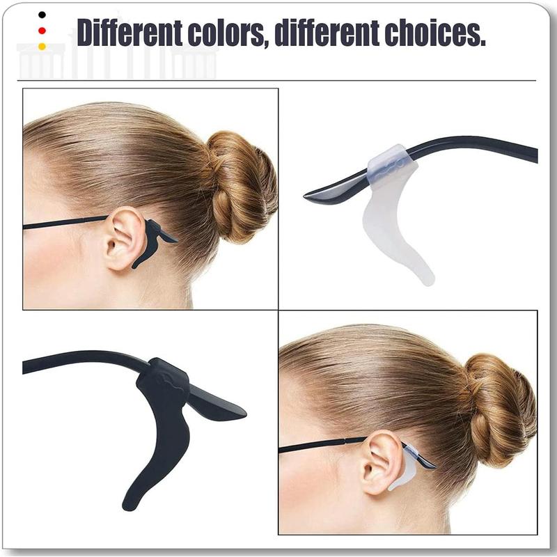 Eyeglass Ear Grips - 18 Pairs Glasses Anti-Slip, Comfortable Silicone Elastic Eyeglasses Temple Tips Sleeve Retainer, Prevent Eyewear Sunglasses Spectacles Glasses Slipping (Black-2)