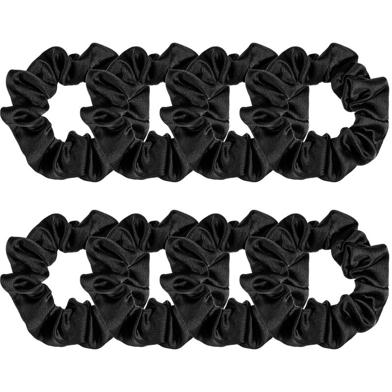 8 Pack Satin Silk Scrunchies for Women, Silk Hair Ties Silk Scrunchies Black Hair Scrunchies for Women Teen Girl Gifts Trendy Stuffers 2024-