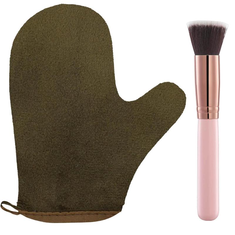 2 Pack Self Tanning Mitt Applicator Kit Set, Self Tanning Glove and  Flat Top Brush, Tan Applicator for Sunless Self Tan (Bronze)