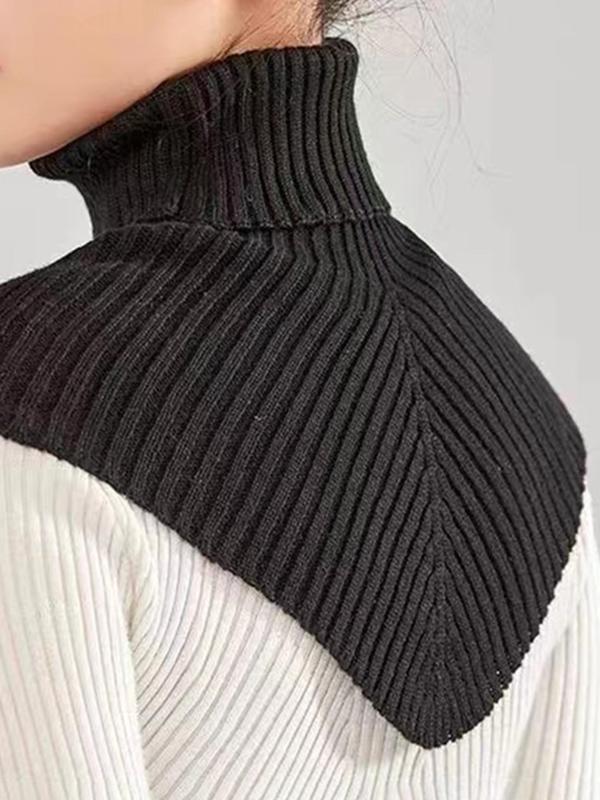 Women's Solid Color V-shaped Turtle Neck Scarf, Elegant Fashion Warm Thickened Scarf for Fall & Winter, Women's Scarf for Daily Wear