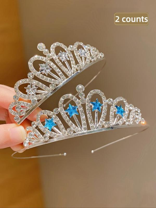 Rhinestone Decorated Crown Tiara, 1 Count 2 4 Counts 2024 New Style Crown Tiara for Girls, Fashion Hair Accessories for Party, Daily Clothing Decor, for Birthday Gift