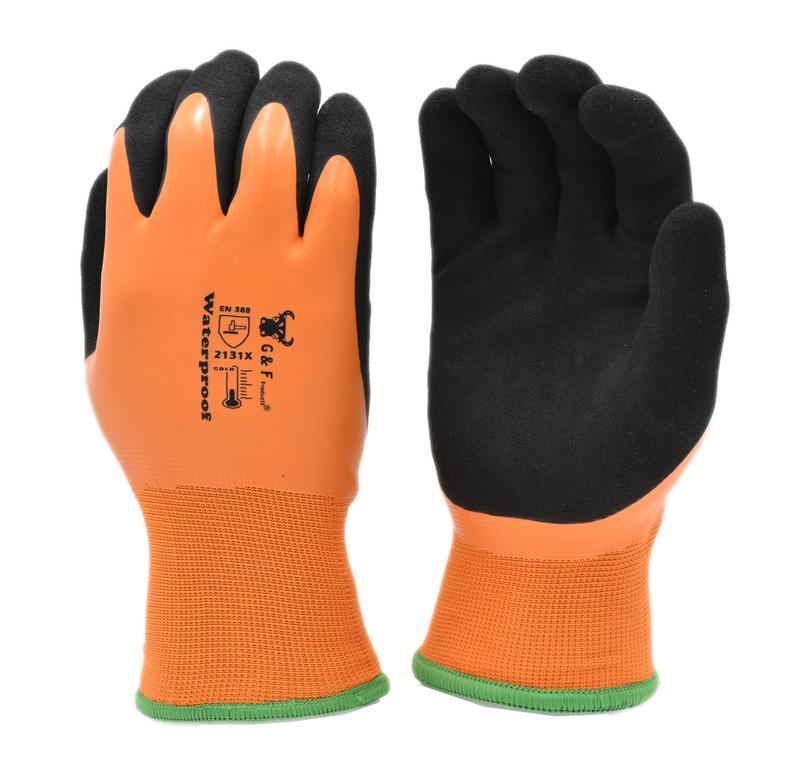 G & F Products 100% Waterproof Winter Gloves for outdoor cold weather Double Coated Windproof HPT Plam and Fingers Acrylic Terry inner keep hands warm at -58F, 1628, Orange