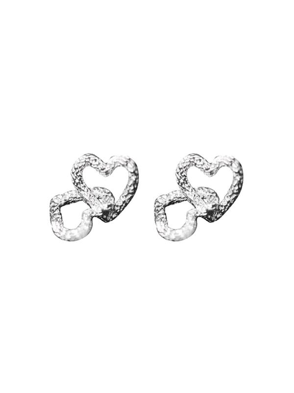 Heart Design Stud Earrings, Fashionable Textured Earrings for Women for Party, Daily Clothing Decor, Trendy All-match & Exquisite Jewelry for Birthday Gift