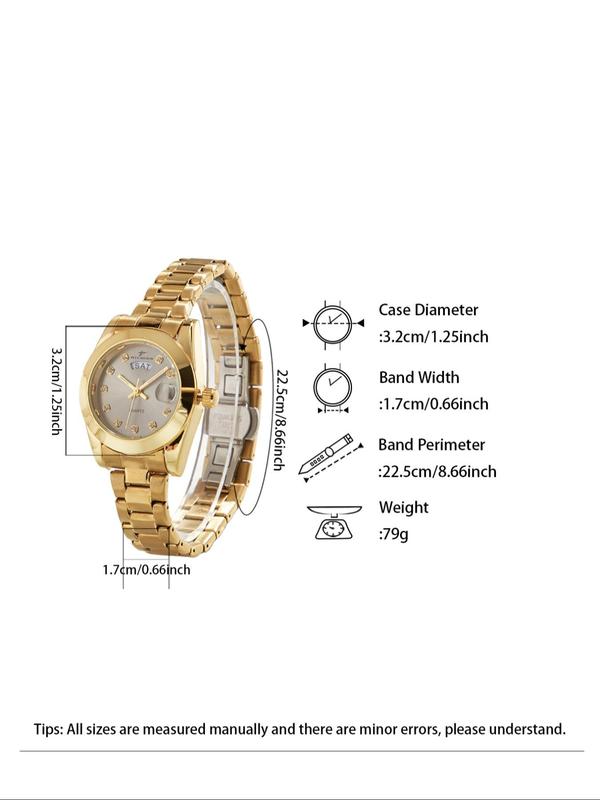 Women's Elegant Fashion Round Dial Stainless Steel Strap Quartz Watch, Fashion Watch for Party, Daily Clothing Decor, Trendy All-match & Exquisite Watch for Birthday Gift with Box