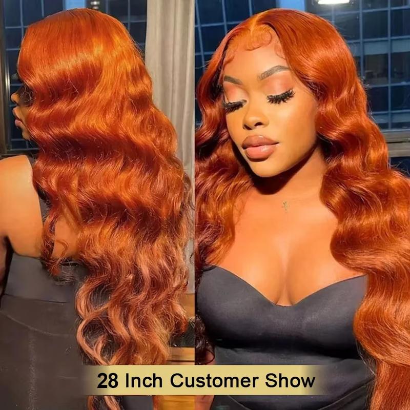 30 34 Inch Orange Ginger Hd Lace Front Wigs 13x6 Body Wave  Colored Glueless Lace Frontal Wigs Pre Plucked Closure Wig