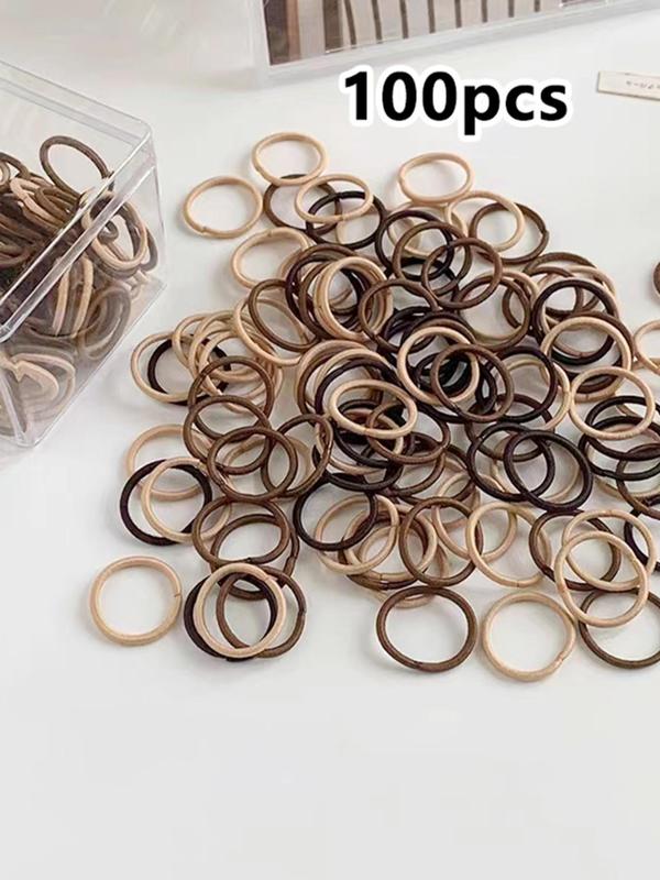 100pcs Simple Plain Color Hair Tie, Casual Cute Minimalist Hair Tie for Ponytail Holder, Daily Casual Versatile Hair Accessories