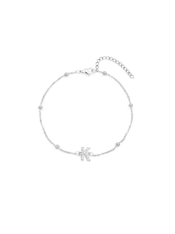 2024 Summer Letter Detail Anklet for Women & Girls, Fashion Jewelry for Party, Daily Clothing Decor, Trendy All-match & Exquisite Jewelry for Birthday Gift