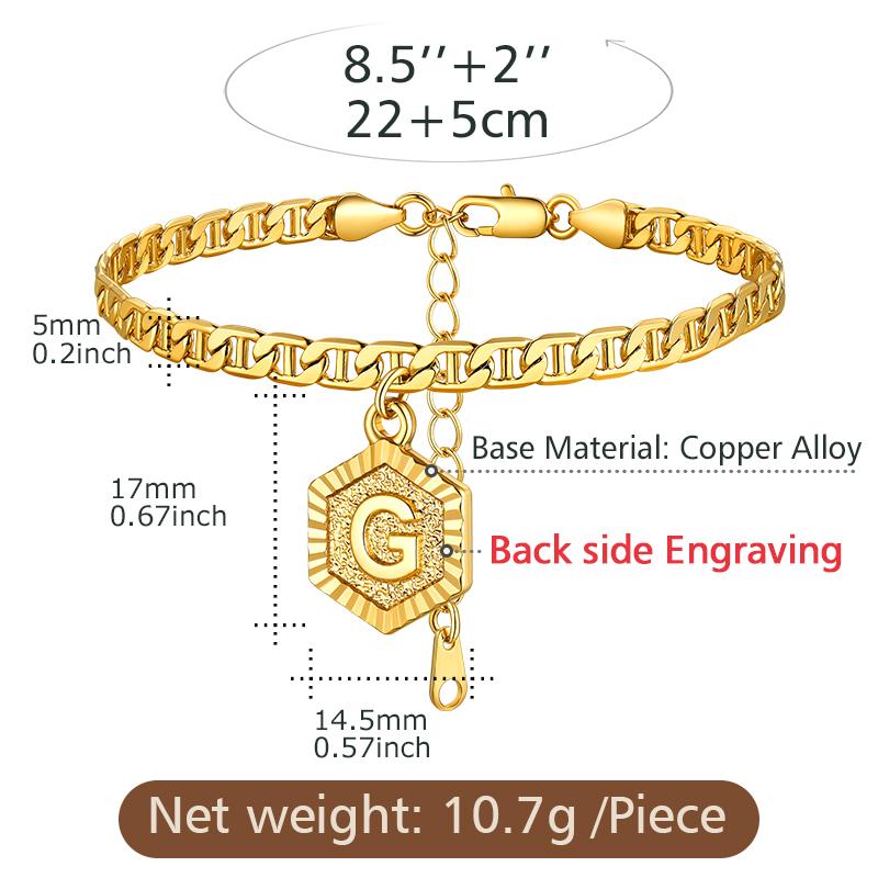 FindChic Initial 26 Letters A-Z Anklet Gold-plated 5mm Chain Anklets Bracelet with Letters Mariner Chain Figaro Chain Anklet  Adjustable For Women Men Girlfriend