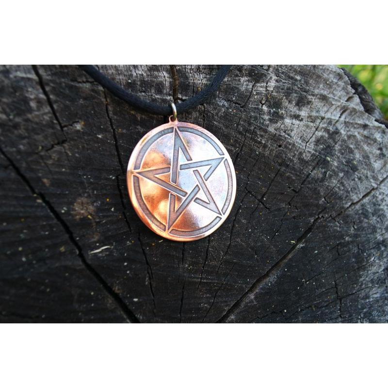 Copper Pentacle  pendant, medalion personalized pagan gift