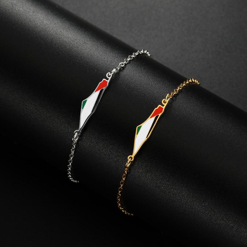 New Palestine Map Double Bead Necklace Women's Bracelet Stainless Steel Jewelry