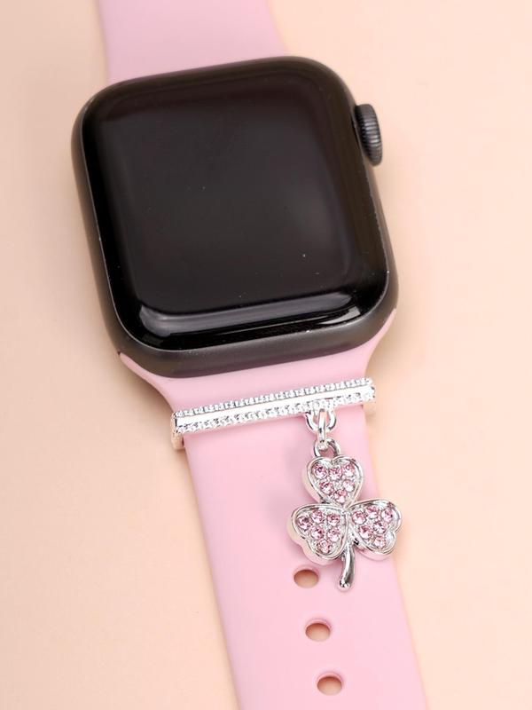 Fashion Rhinestone Decorated Watch Band Charm, Leaf Design Watch Band Decoration Ring for Birthday Gift, Trendy Exquisite Watch Accessories for Women & Girls