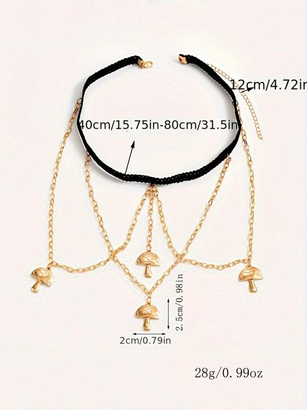 Women's Simple Personality Mushroom Decor Leg Chain, Matching Body Jewelry for Party, Club, Casual Versatile Alloy Accessories