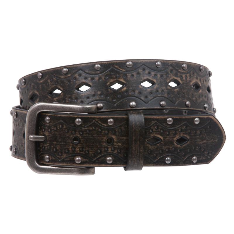 Snap on Studded Vintage Embossed Jean belt