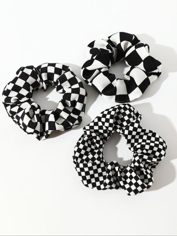 3pcs Plaid Print Scrunchie