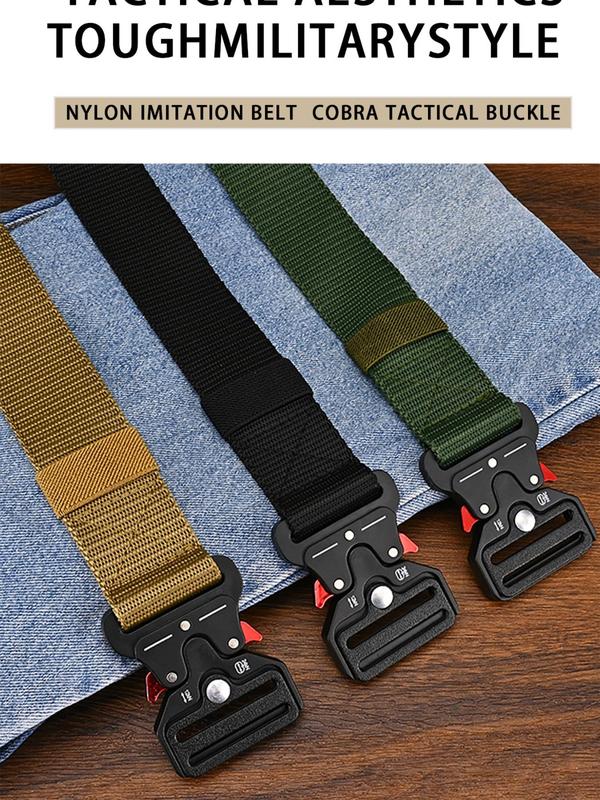 Men's New Solid Color Outdoor Belt, Multi-function Alloy Buckle High Quality Marine Corps Canvas Belt for Men, Fashion Accessories for Daily Wear