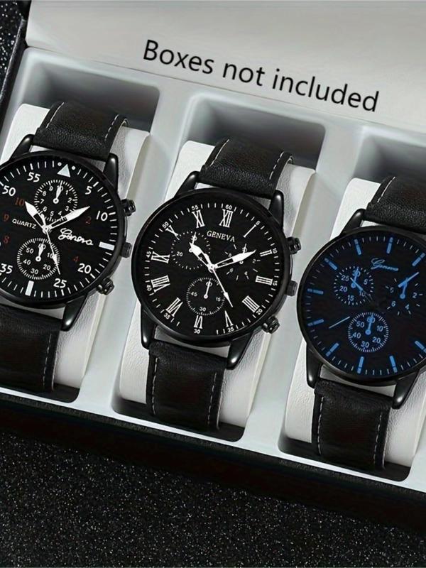 Men's Fashion Round Dial Analog Quartz Watch, with Box, Fashion Watch Set for Party, Daily Decor, Trendy All-match & Exquisite Watch Set for Birthday Gift