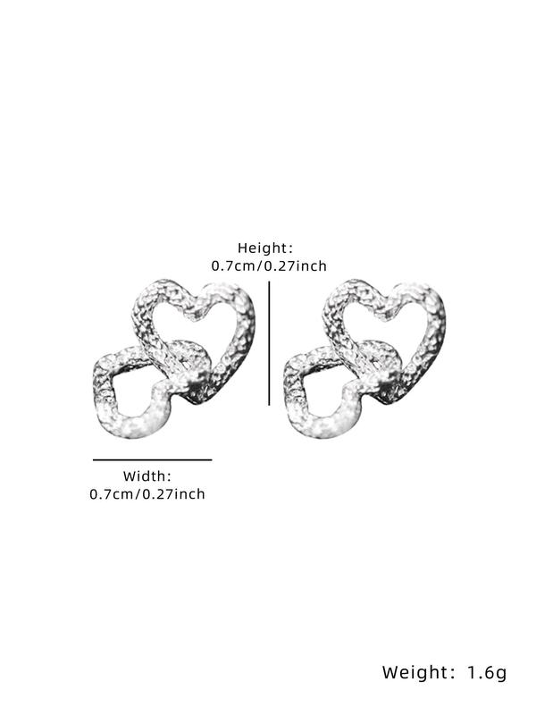 Heart Design Stud Earrings, Fashionable Textured Earrings for Women for Party, Daily Clothing Decor, Trendy All-match & Exquisite Jewelry for Birthday Gift