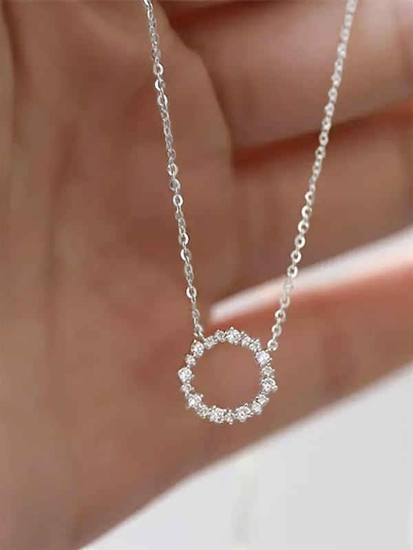 Women's Elegant Rhinestone Decorated Pendant Necklace, Exquisite Trendy Pendant Necklace, Chic Jewelry As Gift for Girlfriend