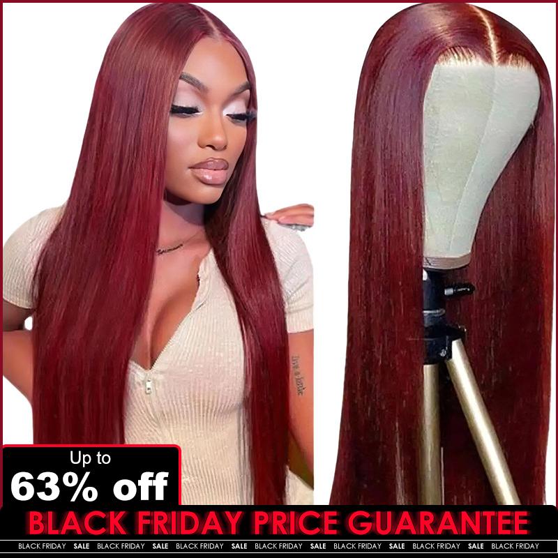 99J Burgundy Straight 6*4 Wear Go Pre Plucked Pre Cut Glueless Lace Closure Wig BGMgirl Colored Wig