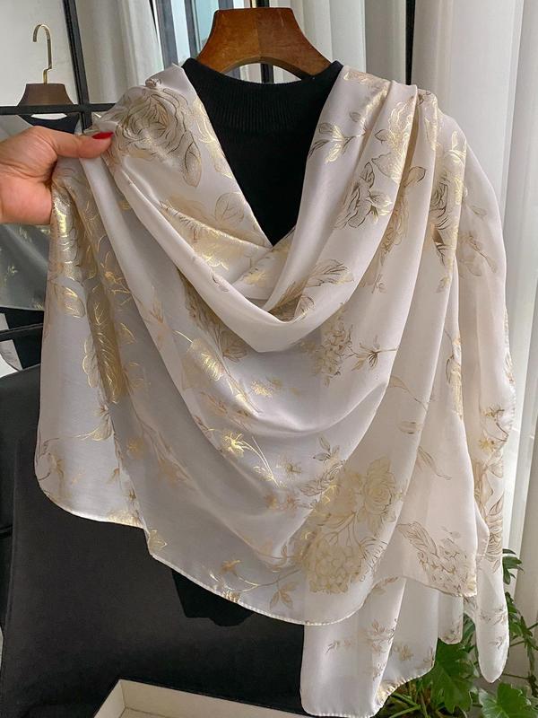 Women's Elegant Floral Print Scarf, New Style Exquisite Trendy Shawl, Fashionable Scarf for Women & Girls for All Season