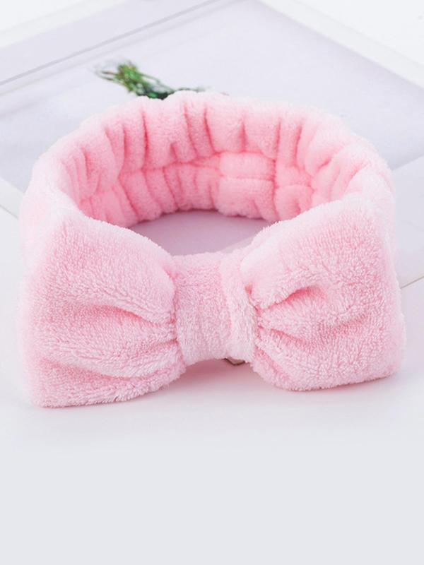 Summer Cute Bow Decoration Headbands for Spa, Make Up, 2024 Lovely Simple Plain Soft Face Wash Headbands for Daily Used, Casual Versatile Kawaii Hair Accessories for Women and Girls