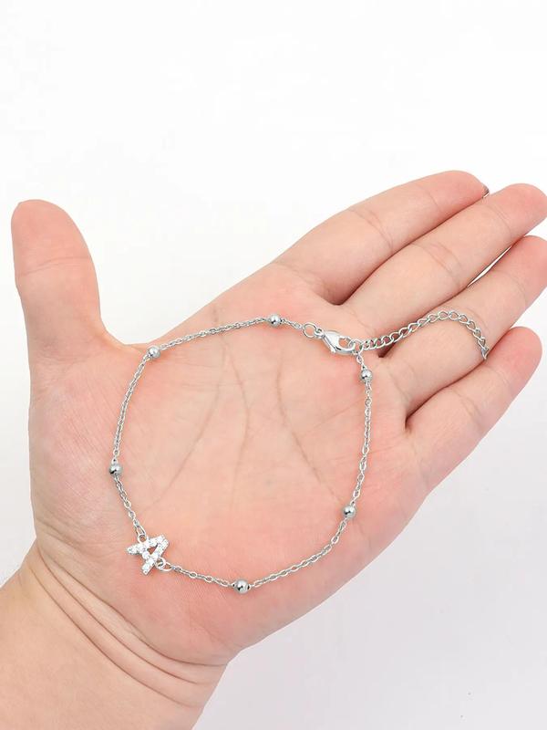 2024 Summer Letter Detail Anklet for Women & Girls, Fashion Jewelry for Party, Daily Clothing Decor, Trendy All-match & Exquisite Jewelry for Birthday Gift