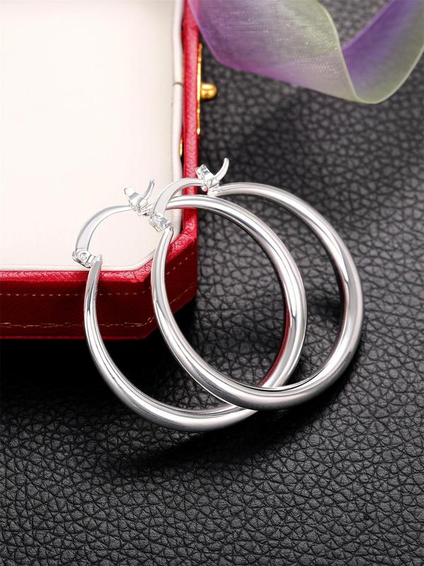 1 Pair Fashion Elegant Geometric Design Hoop Earrings, Simple Matching Ear Jewelry for Party, Daily Clothing Decor for Girl