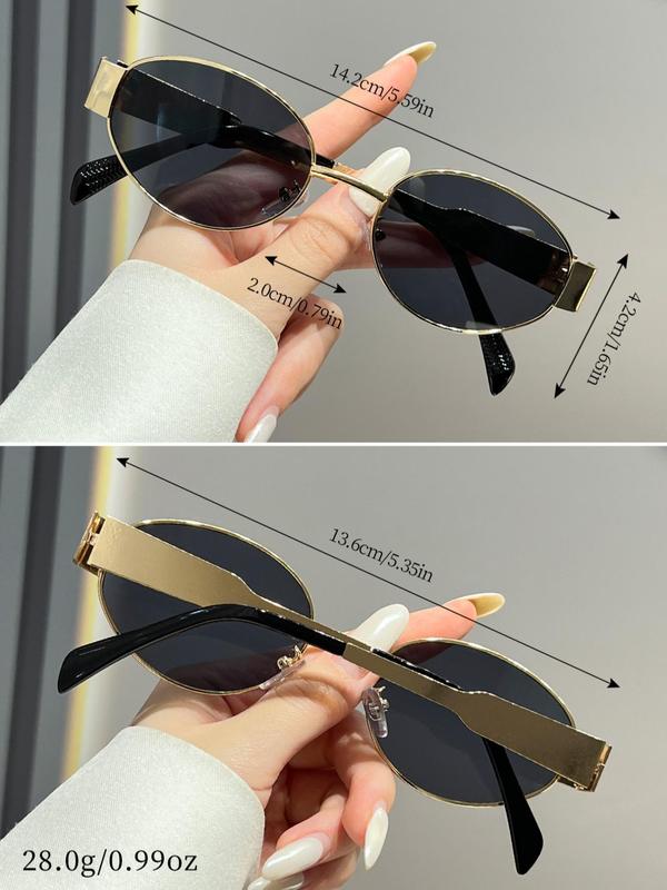 Unisex Simple Style Plain Color Oval Frame Sunglasses, Trendy Casual Sunglasses for Everyday Use, Fashion Accessories for Outdoor Activities