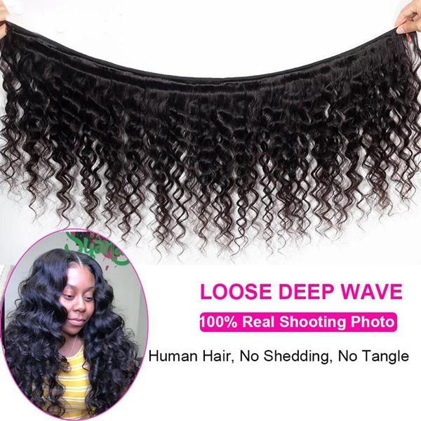 Thick Loose Deep Wave Human Hair Bundles 100% Raw Human Hair Weave Extensions 3 4 Bundles Deals