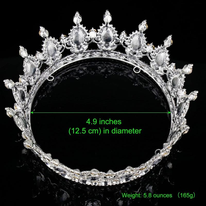 Silver Colour Crown for Women Faux Crystal Wedding Tiara and Crowns for Girls Rhinestones Queen Headband Princess Hair Accessories for Big Party Bridal Birthday Prom Costume Cosplay