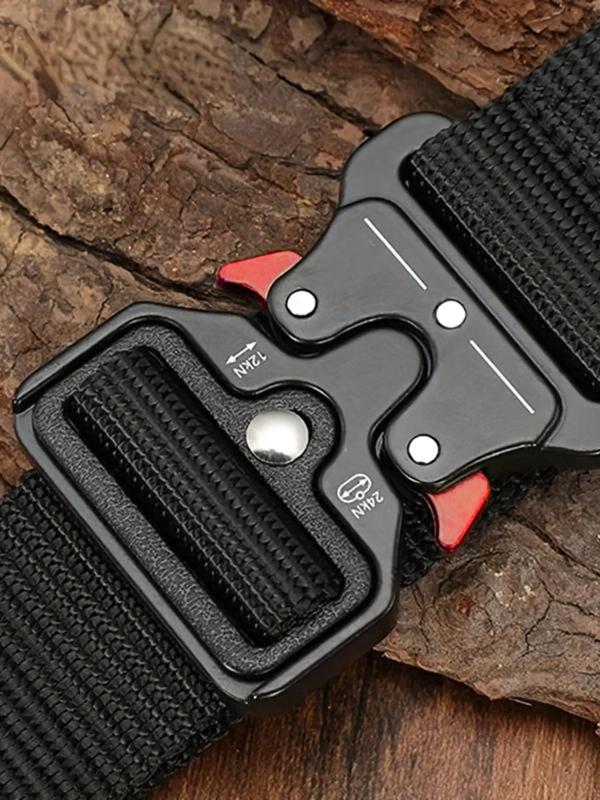 Men's New Solid Color Outdoor Belt, Multi-function Alloy Buckle High Quality Marine Corps Canvas Belt for Men, Fashion Accessories for Daily Wear