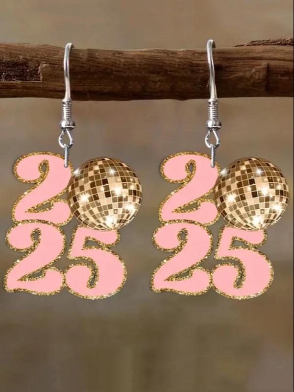 Disco Ball & Letter Design Dangle Earrings, Fashionable Jewelry for Women for Party, Daily Clothing Decor, Trendy All-match & Exquisite Jewelry for Birthday Gift